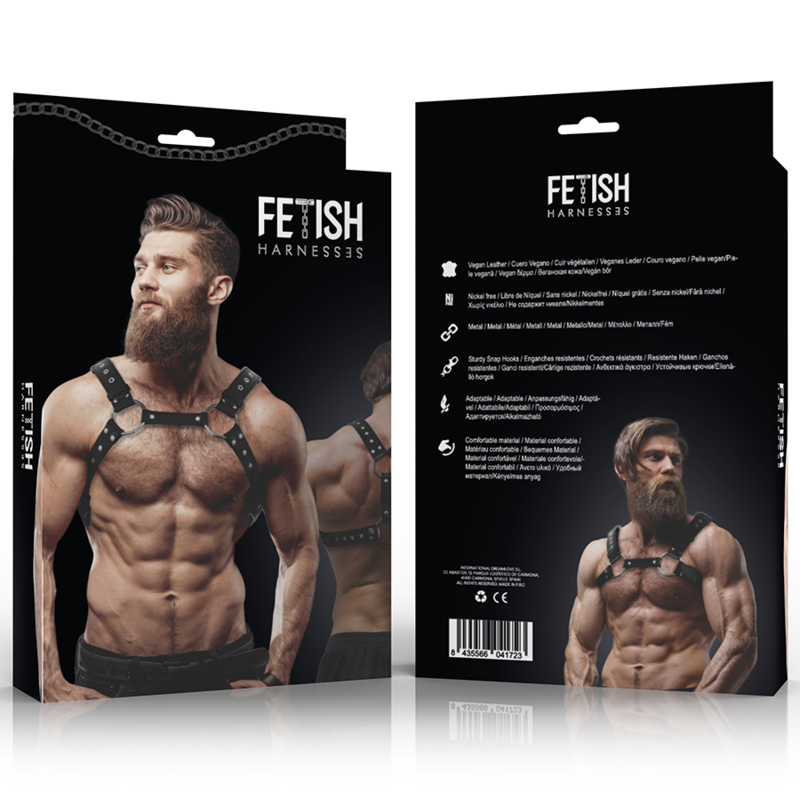 FETISH SUBMISSIVE ATTITUDE - MENS ECO-LEATHER CHEST HARNESS WITH STUDS - Image 2