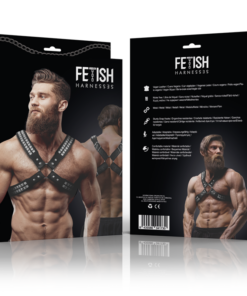 Alternative view of FETISH SUBMISSIVE ATTITUDE - MENS CROSSED CHEST ECO-LEATHER HARNESS WITH RIVETS