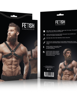 Alternative view of FETISH SUBMISSIVE ATTITUDE - MENS ADJUSTABLE ECO-LEATHER CROSS CHEST BULLDOG HARNESS