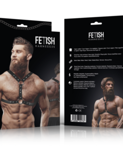Alternative view of FETISH SUBMISSIVE ATTITUDE - ECO-LEATHER CHEST HARNESS WITH DOUBLE SUPPORT AND STUDS FOR MEN