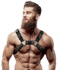 FETISH SUBMISSIVE ATTITUDE - MENS ADJUSTABLE ECO-LEATHER CHEST BULLDOG HARNESS