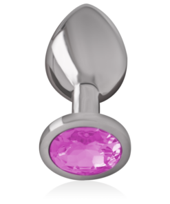 Alternative view of INTENSE - ALUMINUM METAL ANAL PLUG WITH PINK CRYSTAL SIZE L