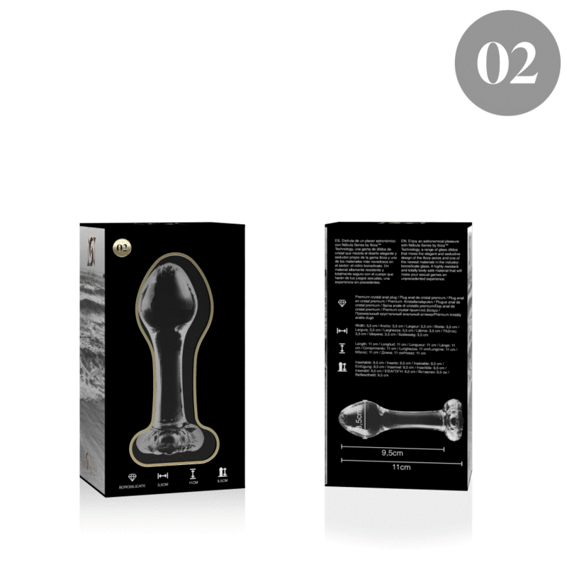 NEBULA SERIES BY IBIZA - MODEL 2 ANAL PLUG BOROSILICATE GLASS 11 X 3.5 CM CLEAR - Image 4