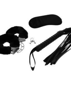 Alternative view of INTENSE - FETISH EROTIC PLAYSET 1 WITH HANDCUFFS, BLIND MASK AND FLOGGER