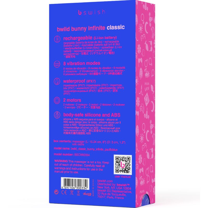 B SWISH - BWILD BUNNY INFINITE CLASSIC RECHARGEABLE VIBRATOR BLUE SILICONE - Image 5
