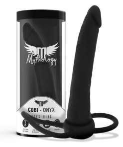 MYTHOLOGY - COBI ONYX ANAL DILDO WITH COCK AND TESTICLE RING 13 SILICONE CM