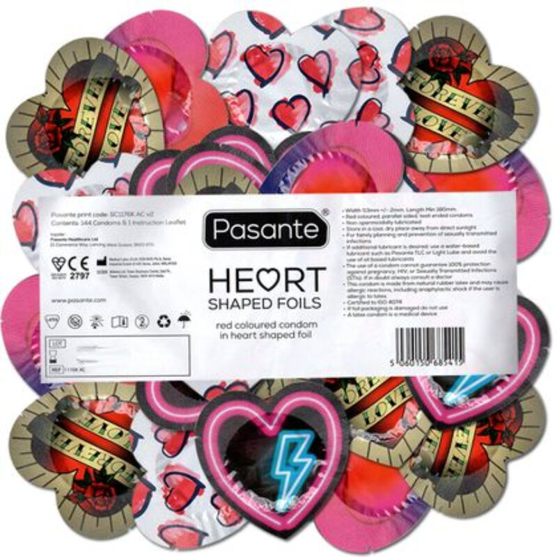 PASANTE - CONDOMS RED HEART SHAPE BAG 144 UNITS - Image 2