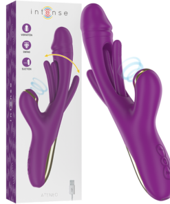 INTENSE - ATENEO RECHARGEABLE MULTIFUNCTION VIBRATOR 7 VIBRATIONS WITH OSCILLATING TONGUE AND PURPLE SUCTION
