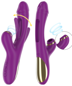 Alternative view of INTENSE - ATENEO RECHARGEABLE MULTIFUNCTION VIBRATOR 7 VIBRATIONS WITH OSCILLATING TONGUE AND PURPLE SUCTION