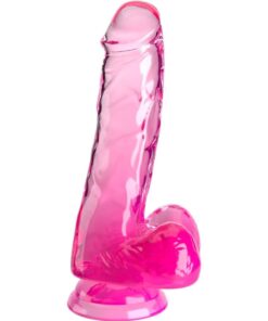 KING COCK - CLEAR REALISTIC PENIS WITH BALLS 13.5 CM PINK