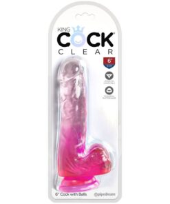 Alternative view of KING COCK - CLEAR REALISTIC PENIS WITH BALLS 13.5 CM PINK