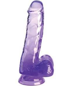 KING COCK - CLEAR REALISTIC PENIS WITH BALLS 13.5 CM PURPLE