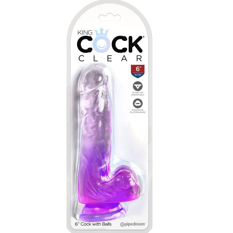 KING COCK - CLEAR REALISTIC PENIS WITH BALLS 13.5 CM PURPLE - Image 2