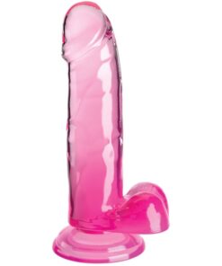 KING COCK - CLEAR REALISTIC PENIS WITH BALLS 15.2 CM PINK