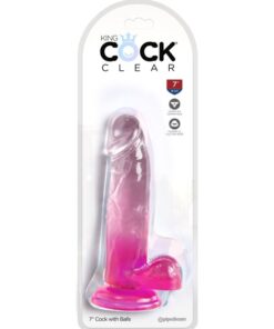 Alternative view of KING COCK - CLEAR REALISTIC PENIS WITH BALLS 15.2 CM PINK