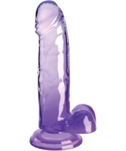 KING COCK - CLEAR REALISTIC PENIS WITH BALLS 15.2 CM PURPLE