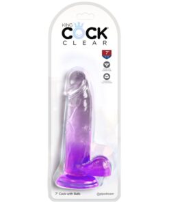 Alternative view of KING COCK - CLEAR REALISTIC PENIS WITH BALLS 15.2 CM PURPLE