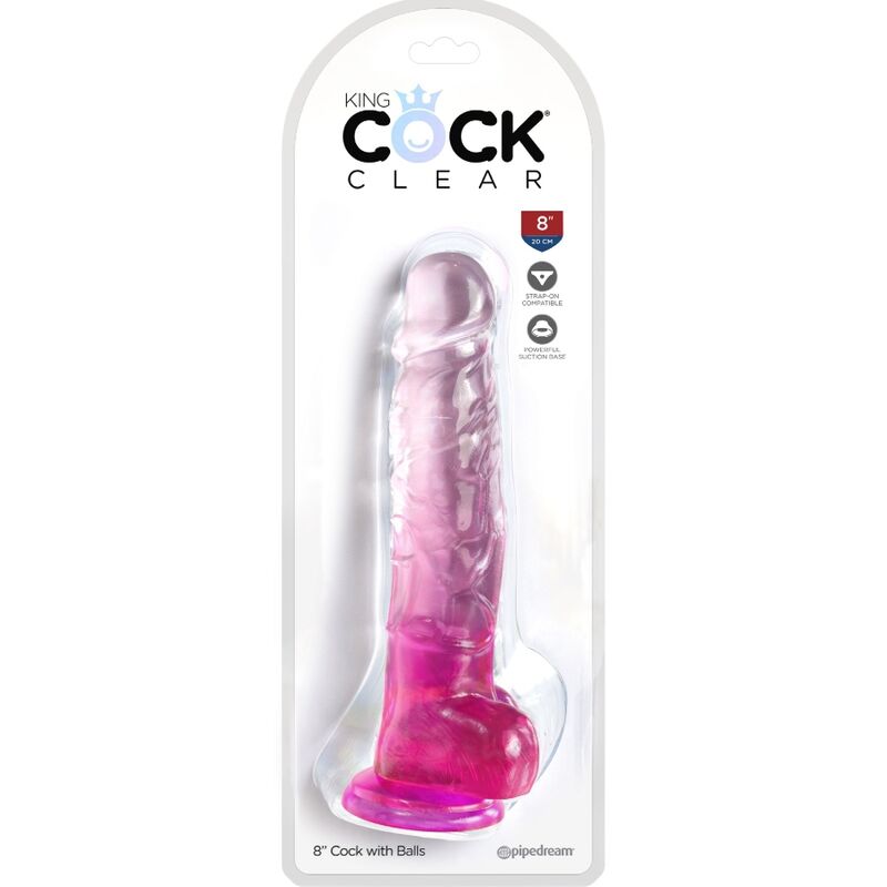 KING COCK - CLEAR REALISTIC PENIS WITH BALLS 16.5 CM PINK - Image 2