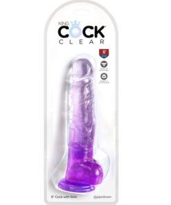 Alternative view of KING COCK - CLEAR REALISTIC PENIS WITH BALLS 16.5 CM PURPLE