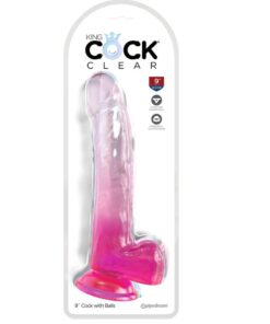 Alternative view of KING COCK - CLEAR DILDO WITH TESTICLES 20.3 CM PINK