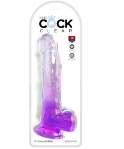 Alternative view of KING COCK - CLEAR DILDO WITH TESTICLES 20.3 CM PURPLE
