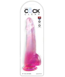 Alternative view of KING COCK - CLEAR DILDO WITH TESTICLES 19 CM PINK