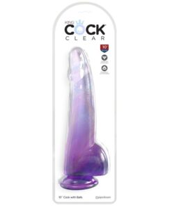 Alternative view of KING COCK - CLEAR DILDO WITH TESTICLES 19 CM PURPLE