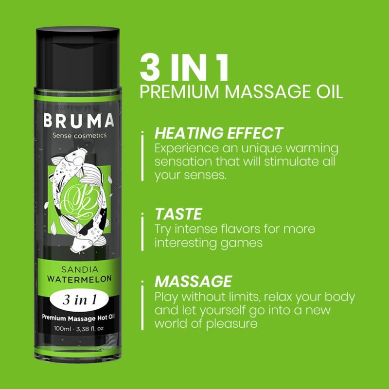 BRUMA - PREMIUM MASSAGE HOT OIL WATERMELON 3 IN 1 - 100 ML - Image 4