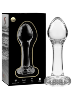 NEBULA SERIES BY IBIZA - MODEL 2 ANAL PLUG BOROSILICATE GLASS 11 X 3.5 CM CLEAR