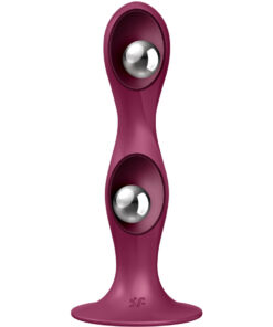 Alternative view of SATISFYER - DOUBLE BALLR SILICONE DILDO GARNET