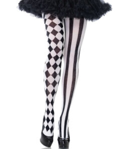 LEG AVENUE - BLACK/WHITE HARLEQUIN TIGHTS