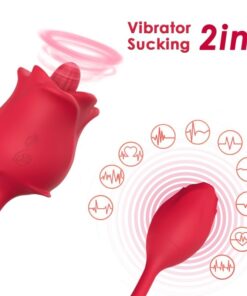 ARMONY - PINK 2 IN 1 SUCTION STIMULATOR VIBRATOR 10 MODES WITH RED TAIL