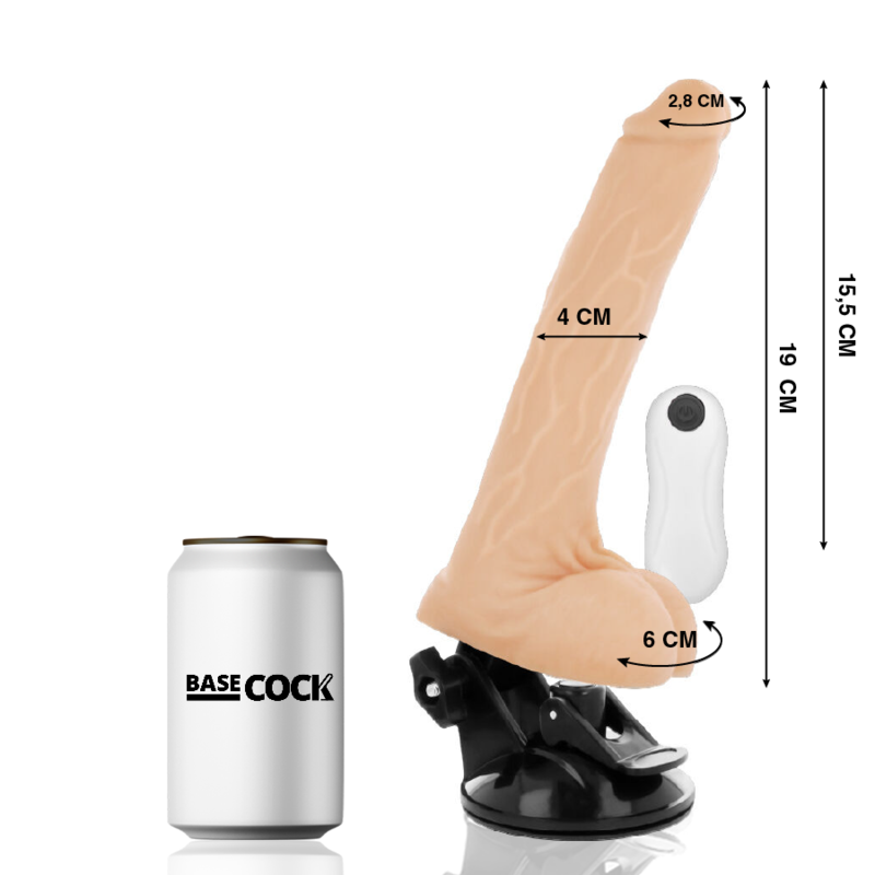 BASECOCK - REALISTIC VIBRATOR REMOTE CONTROL FLESH 19 CM - Image 2