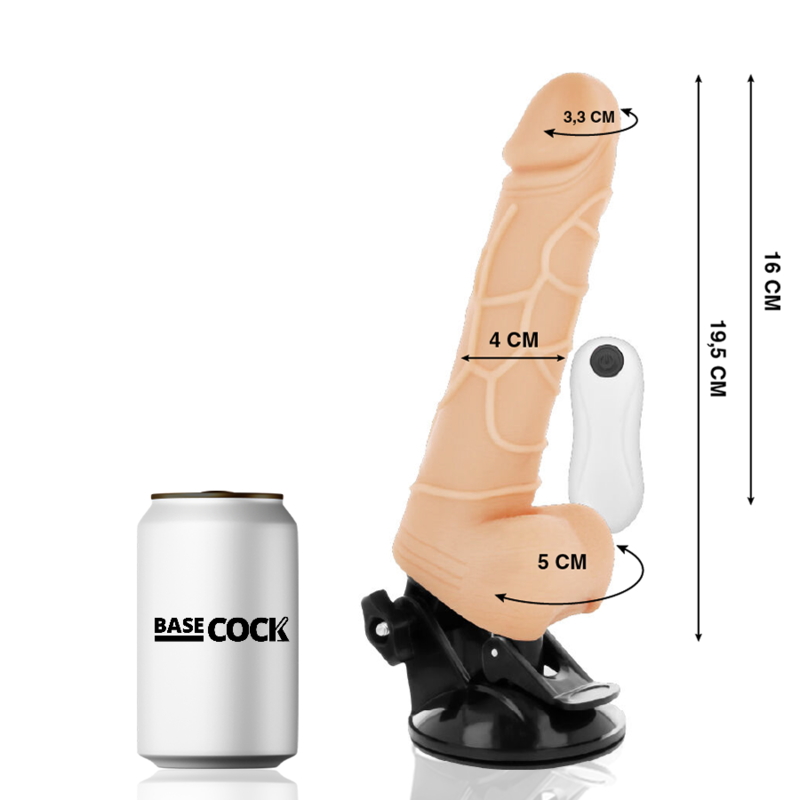 BASECOCK - REALISTIC VIBRATOR REMOTE CONTROL NATURAL WITH TESTICLES 19.5CM - Image 2