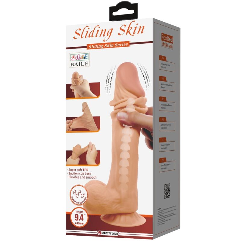 PRETTY LOVE - SLIDING SKIN SERIES REALISTIC DILDO WITH SLIDING SKIN SUCTION CUP REMOTE CONTROL FLESH 24 CM - Image 2