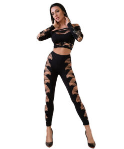 Alternative view of CHILIROSE - CR 4436 TOP  LEGGINS BLACK S/L