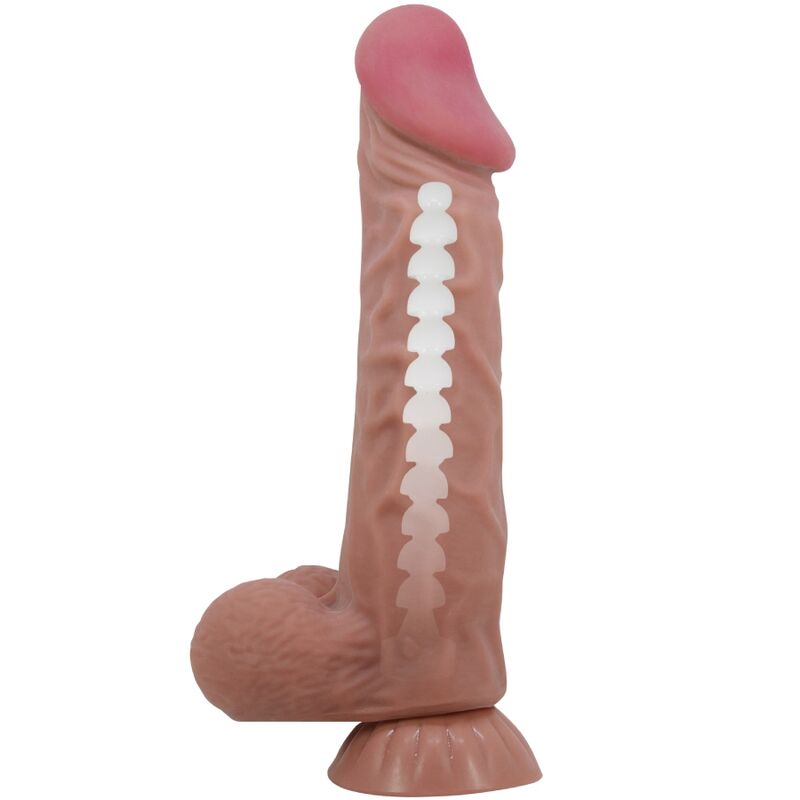 PRETTY LOVE - SLIDING SKIN SERIES REALISTIC DILDO WITH SLIDING SKIN SUCTION CUP BROWN 24 CM - Image 4