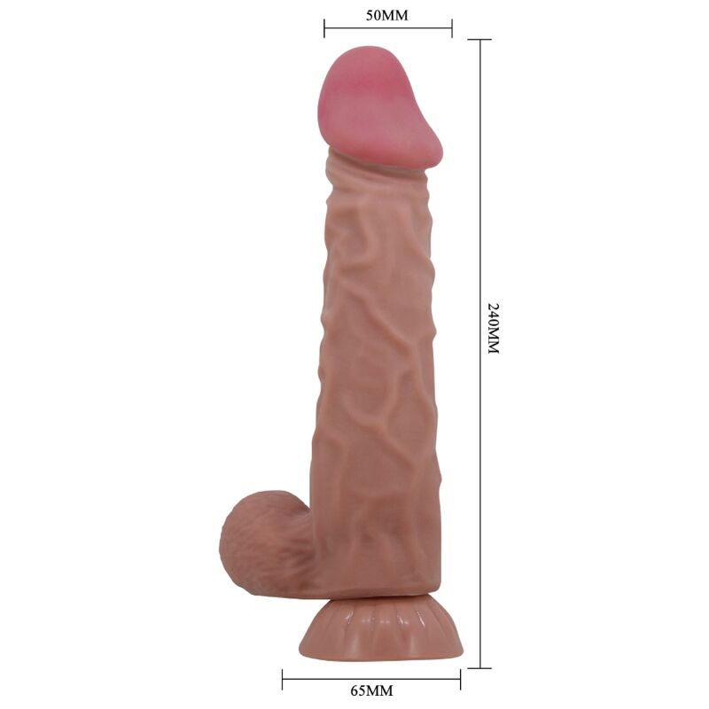 PRETTY LOVE - SLIDING SKIN SERIES REALISTIC DILDO WITH SLIDING SKIN SUCTION CUP BROWN 24 CM - Image 5