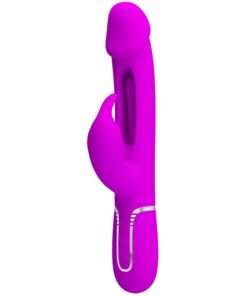 PRETTY LOVE - KAMPAS RABBIT 3 IN 1 MULTIFUNCTION VIBRATOR WITH TONGUE FUCHSIA