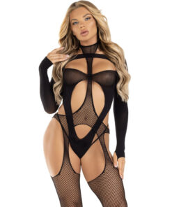 LEG AVENUE - FISHNET BODYSTOCKING BLACK