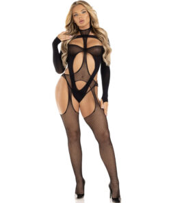 Alternative view of LEG AVENUE - FISHNET BODYSTOCKING BLACK