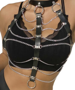 SUBBLIME - CHEST HARNESS LEATHER CHAINS BLACK ONE SIZE