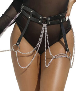 SUBBLIME - LEATHER RING CHAINBELT BLACK ONE SIZE