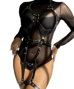 Alternative view of SUBBLIME - FULL BODY HARNESS WITH LEATHER BUCKLES BLACK ONE SIZE