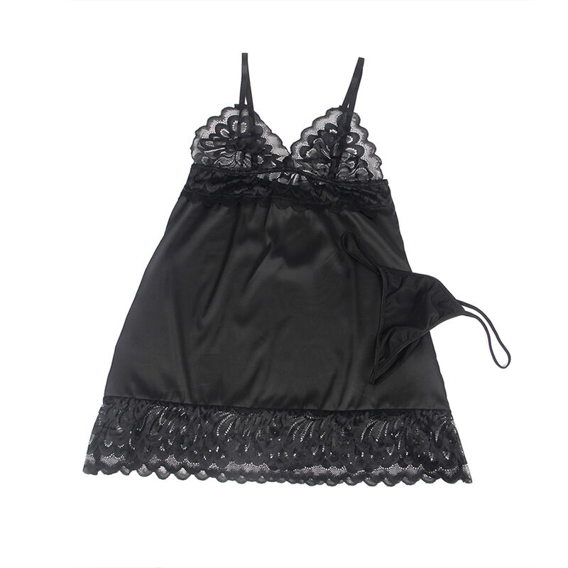 SUBBLIME - BABYDOLL WITH FLORAL PRINT CHEST BLACK S/M - Image 5