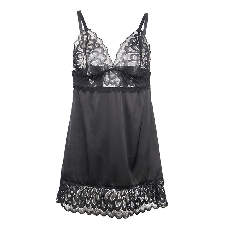 SUBBLIME - BABYDOLL WITH FLORAL PRINT CHEST BLACK S/M - Image 4