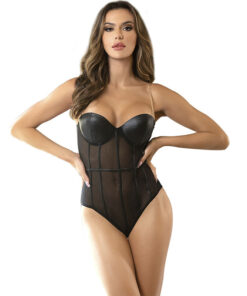 SUBBLIME - BLACK CHAIN SUSPENDERS BODYSUIT S/M