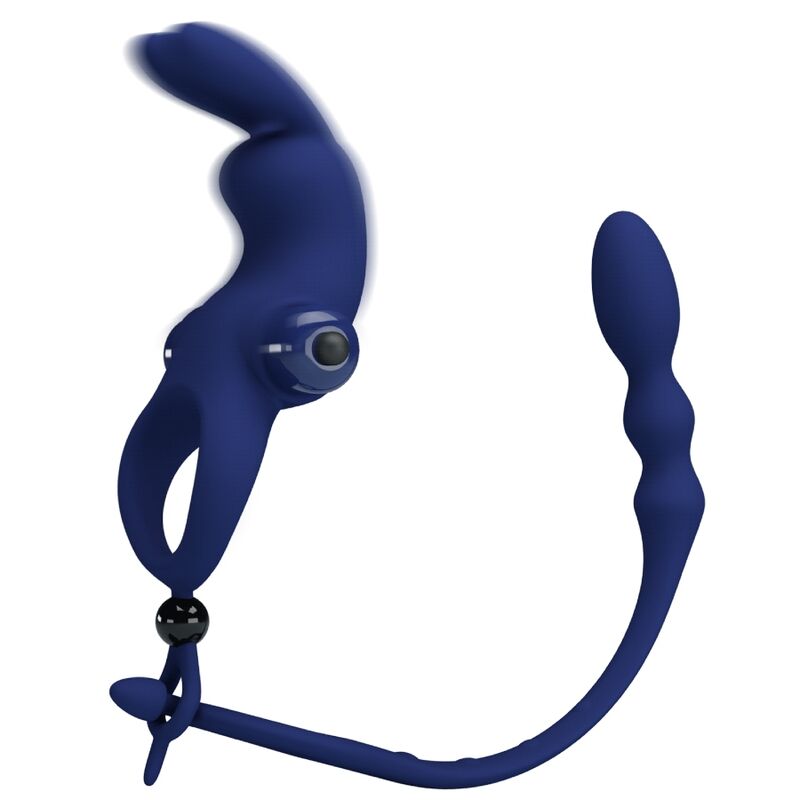 PRETTY LOVE - AYAD RABBIT VIBRATOR RING WITH PLUG BLUE - Image 3
