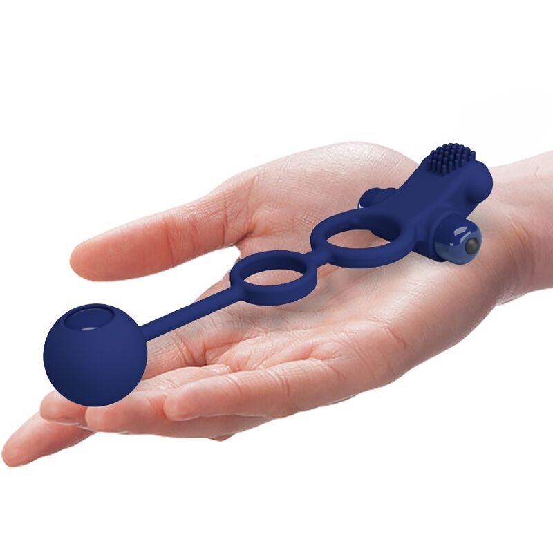 PRETTY LOVE - REMINGTON DOUBLE VIBRATING RING WITH PLUG BLUE - Image 5