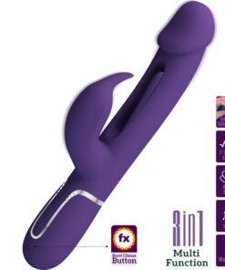 PRETTY LOVE - KAMPAS RABBIT 3 IN 1 MULTIFUNCTION VIBRATOR WITH TONGUE VIOLET